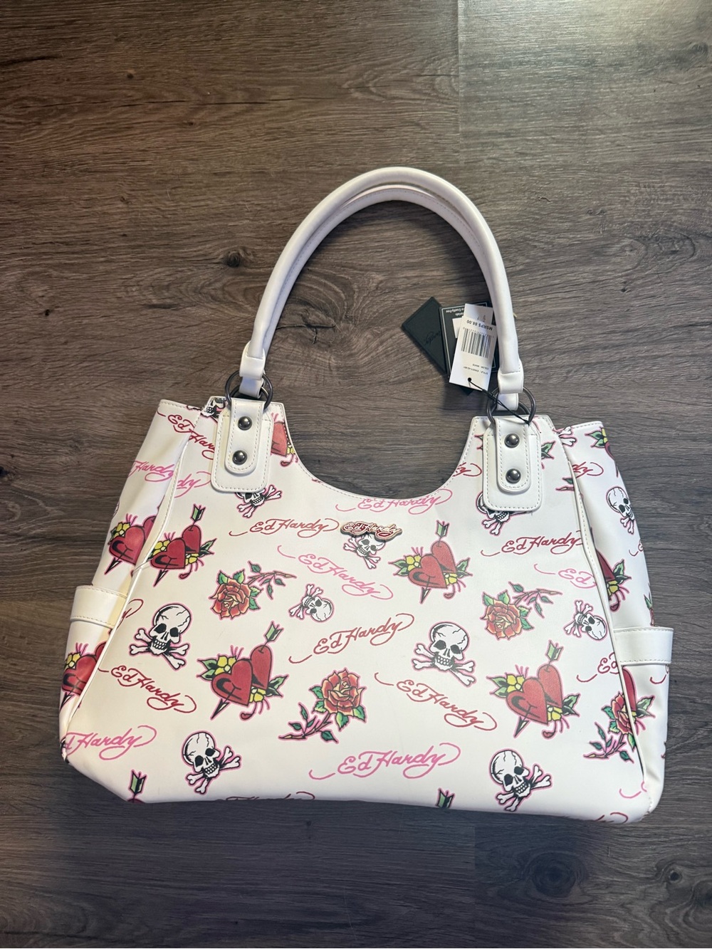 Ed Hardy Love Kills Slowly Tote with Skulls & Roses Tattoo Prints